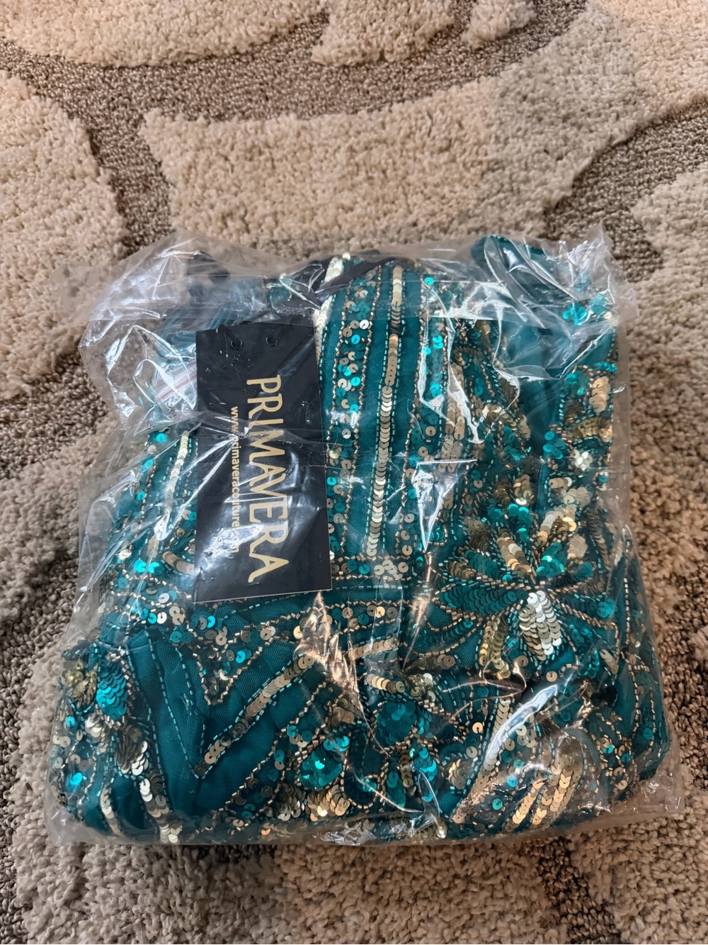 Lady black tie Primavera Teal Sequin Embellished Dress